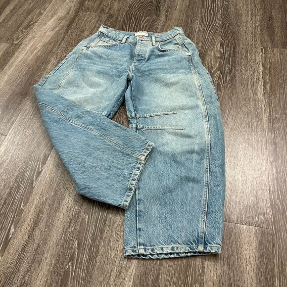 NWOT We The Free Lucky You Mid Rise Barrel Jeans 25 Short Kismet Cropped Denim - Picture 12 of 16